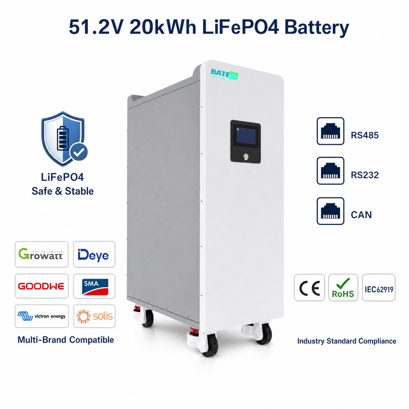 Batería LiFePO4 20kW 400Ah 51,2V De Pie